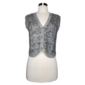 Worthington Women's Grey Speckled V‎ Neck Button Front Sleeveless Knit Vest M